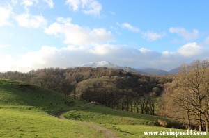 Path toward Fletcher's Wood and Wetherlam, Lake District, mountains