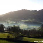 A frosty morning near Loughrigg, Lake District, mountains, fields