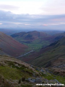 Great Langdale Valley from Rossett Pike, Lake District, mountains