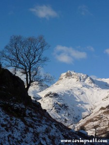 Snowy mountains, Langdales, Lake District