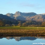 The Langdale Pikes over the River Brathay, Lake District, Mountains