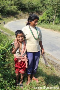 Mother and son in Sikkim, India