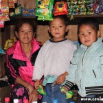 Family in shack shop, Yuksom/Yuksum, Sikkim, India