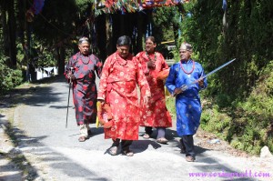 Men with swords, Dussehra, Gangtok, Sikkim, India