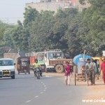 Traffic, workers, New Delhi, road