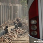 Family, workers, New Delhi, road