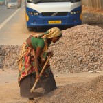Worker, woman, New Delhi, road