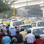 Heavy traffic, New Delhi, road