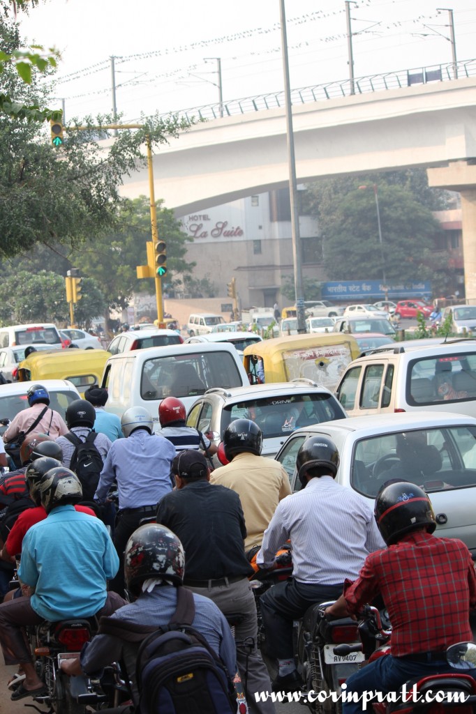 Heavy traffic, New Delhi, road
